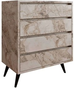 Συρταριέρα Suvera 811MDD4303 70x40x86cm Marble Effect White-Beige