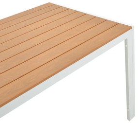 Τραπέζι Nares pakoworld αλουμίνιο λευκό-plywood φυσικό 180x90x72.5εκ