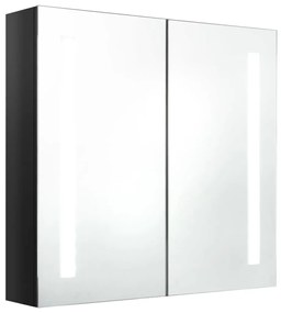 Καθρέφτης Μπάνιου με Ντουλάπι &amp; LED Λαμπερό Μαύρο 62x14x60 εκ. - Μαύρο