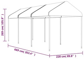 Κιόσκι με Τέντα Λευκό 6,69 x 2,28 x 2,69 μ. από Πολυαιθυλένιο - Λευκό