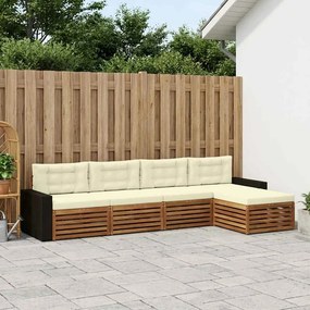 vidaXL Σειρά Καναπέ Εξωτερικού 5 pcs Φυσικό και Κρέμα Πολυεστέρας