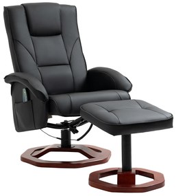 Πολυθρόνα μασάζ, με υποπόδιο, 10 σημεία μασάζ, λειτουργία ανάκλισης, περιστρεφόμενο κάθισμα, Μαύρο, 73 x 83 x 106cm