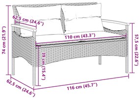 ΠΑΓΚΑΚΙ ΚΗΠΟΥ ΜΠΕΖ 116X62,5X74ΕΚ. ΣΥΝΘΕΤΙΚΟ ΡΑΤΑΝ ΜΕ ΜΑΞΙΛΑΡΙΑ 368403