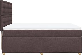 vidaXL Κρεβάτι Boxspring με Στρώμα Σκούρο Καφέ 140x190 εκ. Υφασμάτινο