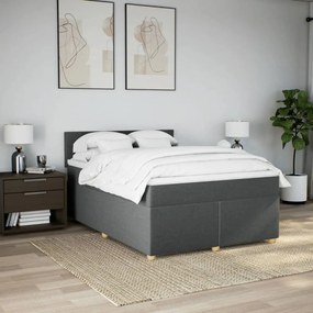 Κρεβάτι Boxspring με Στρώμα Σκούρο Γκρι 160x200 εκ Υφασμάτινο - Γκρι