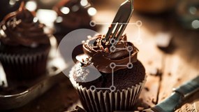 Σετ των 2 Intra Συλλεκτικό Ξύλινο Παζλ Plywood  4mm - Cupcakes σοκολάτας με πιρούνια και ασημικά Σε Ξύλινο Κουτί - Διαστάσεις: 10x10 cm – 25 κομμάτια