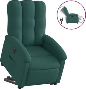 vidaXL Πολυθρόνα Ηλεκ. Ανακλ. Ανύψωση Σκ. Πράσινο Υφασμάτινη