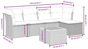 vidaXL Καναπές Κήπου 6 Τεμαχίων Μαύρο από Συνθετικό Ρατάν με Μαξιλάρια