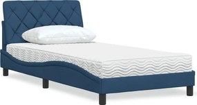 vidaXL Κρεβάτι με Στρώμα Μπλε 100 x 200 εκ. Υφασμάτινο