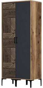 Ντουλάπα Δίφυλλη Kumsal 845HCT5424 80x47,5x201,4cm Walnut-Anthracite Δίφυλλη