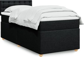 vidaXL Κρεβάτι Boxspring με Στρώμα Μαύρο 90x190 εκ.Υφασμάτινο