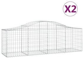 vidaXL Συρματοκιβώτια Τοξωτά 2 τεμ. 200x50x60/80 εκ. Γαλβαν. Ατσάλι