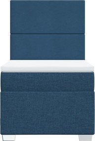 vidaXL Κρεβάτι Boxspring με Στρώμα Μπλε 80x200 εκ. Υφασμάτινο