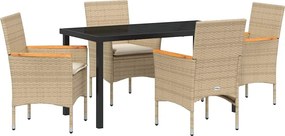 vidaXL Σέτ φαγητού για κήπο 5 pcs Μπεζ συνθετικό ρατάν