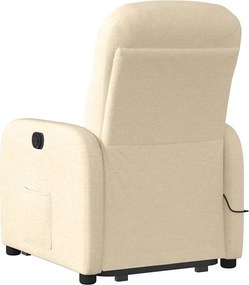 vidaXL Πολυθρόνα Μασάζ Ηλεκ. Ανακλινόμενη με Ανύψωση Κρεμ Υφασμάτινη