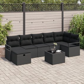 vidaXL 8 Piece Καναπές Κήπου με Μαξιλάρες Μαύρο Πολυ Ρατάν, vidaXL 2 Θέσιος Καναπές Κήπου με Μαξιλάρες Μαύρο Πολυ Ρατάν
