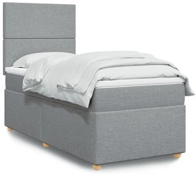 vidaXL Κρεβάτι Boxspring με Στρώμα Ανοιχτό Γκρι 100x200 εκ. Υφασμάτινο