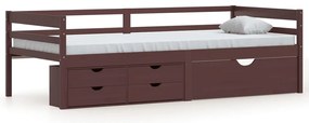 vidaXL Πλαίσιο Κρ. 2 Συρτάρια &amp; Ντουλάπι Σκ. Καφέ 90x200εκ Ξύλο Πεύκου