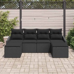 vidaXL Σέτ φαγητού για κήπο 6 pcs Μαύρο Πολυ rattan, βαμμένο ατσάλι