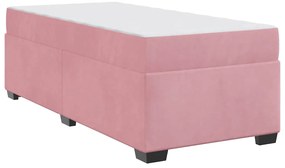 vidaXL Σκελετός Κρεβατιού με στρώμα Ροζ 90 x 200 cm Βελούδο