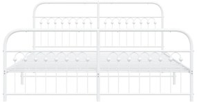 vidaXL Πλαίσιο Κρεβατιού με Κεφαλάρι&Ποδαρικό Λευκό 183x213εκ. Μέταλλο