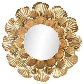 Τοίχο καθρέφτη Home ESPRIT Χρυσό Φύλλο φυτού 76,5 x 8 x 76,5 cm