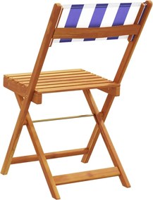 vidaXL Καρέκλες Μπιστρό 2τεμ. Μπλε / Λευκό Μασίφ Ακακία &amp; Ύφασμα