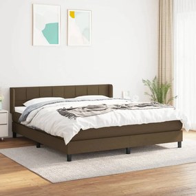 vidaXL Κρεβάτι Boxspring με Στρώμα Σκούρο Καφέ 180x200 εκ Υφασμάτινο