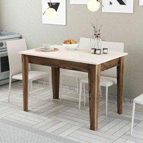 Τραπέζι κουζίνας Λευκό / Δρυς 110x72x75 cm - Καρυδιά 5