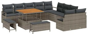 vidaXL Σετ Καναπέ Κήπου με μαξιλάρι 13 pcs Γκρι 100 x 100 x 71 cm