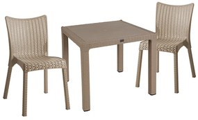 Τραπεζαρία κήπου Explore-Confident pakoworld σετ 3τεμ PP cappuccino 90x90x73,5εκ - 253-000076 - 253-000076