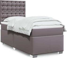 vidaXL Κρεβάτι Boxspring με Στρώμα Γκρι 80 x 200 εκ. Συνθετικό Δέρμα