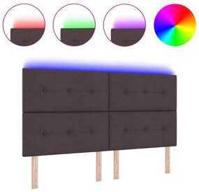 vidaXL LED Κεφαλάρι Σκούρο Καφέ 90 εκ Ύφασμα