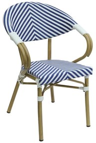 Armchair Isaia stack natural aluminum-blue and white textilene 57x57x83cm 57x57x83 εκ.