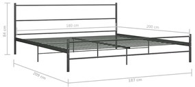 vidaXL Πλαίσιο Κρεβατιού Γκρι 180 x 200 εκ. Μεταλλικό