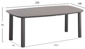 Τραπέζι κήπου DOSUN Αλουμινίου Γκρί - 3D Print Γυαλί - Κεραμική όψη 220x100x75Υ εκ. 220x100x75 εκ.