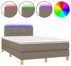 vidaXL Κρεβάτι Boxspring με Στρώμα &amp; LED Taupe 120x190 εκ. Υφασμάτινο