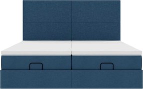 vidaXL Οθωμανικό κρεβάτι με στρώματα μπλε 180x200cm ύφασμα
