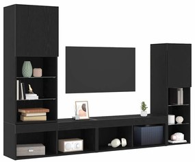 vidaXL Ντουλάπι TV 4 pcs Μαύρη δρυς Επεξεργασμένο ξύλο