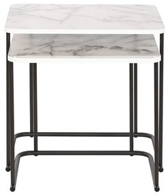 Σετ με 2 τραπέζια DKD Home Decor Λευκό Μαύρο 51 x 43 x 49 cm
