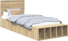 vidaXL Σκελετός Κρεβατιού Δρύς Sonoma 90 x 190 cm Επεξεργασμένο Ξύλο