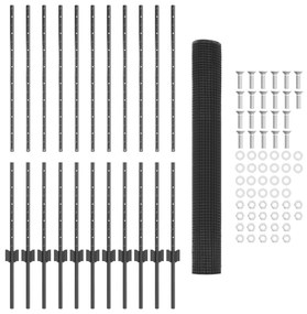 vidaXL Συρματόχαλυβας  με 22 U Πόλους Γκρι 1.2x25 μ Ατσάλι