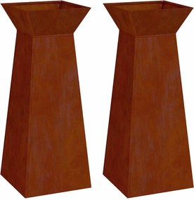 vidaXL Γλάστρα Πυλώνας 2 τμχ. Σκ rusty 40 x 40 x 100 cm
