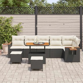 vidaXL Σετ Καναπέ Κήπου 9 pcs Μαύρο συνθετικό ρατάν