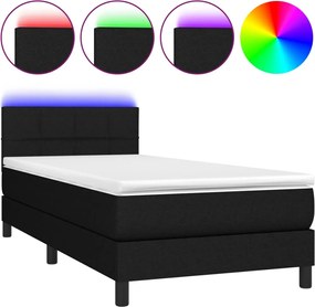 vidaXL Κρεβάτι Boxspring με Στρώμα &amp; LED Μαύρο 80x200 εκ. Υφασμάτινο