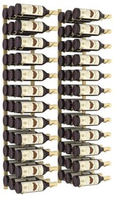 vidaXL Ραφιέρες Κρασιών Τοίχου για 36 Φιάλες 2 τεμ. Χρυσές Σιδερένιες