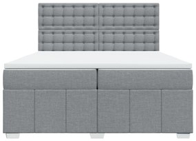 vidaXL Κρεβάτι Boxspring με Στρώμα Ανοιχτό Γκρι 200x200 εκ. Υφασμάτινο