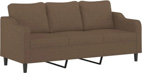 vidaXL Πολυθρόνες Σετ 3 Τεμαχίων Καφέ από Ύφασμα με Μαξιλάρια