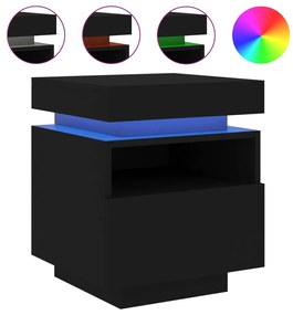 vidaXL Κομοδίνα με Φώτα LED 2 τεμ. Μαύρα 40x39x48,5 εκ.
