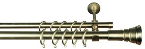 Κουρτινόξυλο Διπλό Επεκτεινόμενο 140-240cm Με Άκρα Grace Bronze 998502